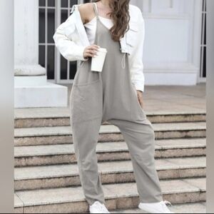 Oufeiya Jumpsuit Harem Overalls With Pockets